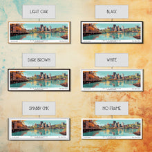 Load image into Gallery viewer, Pittsburgh Pennsylvania Panoramic Wall Art, Mid Century Modern Framed Canvas Print, Retro Pop Art Travel Poster, Office Decor, Gift Idea