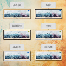 Load image into Gallery viewer, Donetsk Ukraine Panoramic Travel Poster, Framed Canvas Print or Metal Wall Art, Travel Art, Home Decor, Panoramic Painting, Midcentury Art