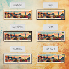 Load image into Gallery viewer, Augsburg Germany Panoramic Travel Poster, Framed Canvas Print or Metal Wall Art, Travel Art, Home Decor, Panoramic Painting, Midcentury Art
