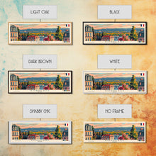 Load image into Gallery viewer, Bordeaux France Panoramic Travel Poster, Framed Canvas Print or Metal Wall Art, Travel Art, Home Decor, Panoramic Painting, Midcentury Art