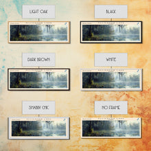 Load image into Gallery viewer, Alligator Lake Florida Panoramic Framed Canvas Print, Lake House Decor, Tropical Landscape, Travel Poster, Wall Art, Scenic Painting