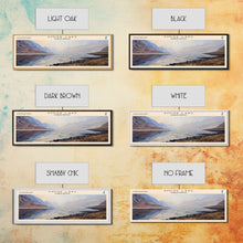 Load image into Gallery viewer, Amisk Lake Panoramic Framed Canvas Print, Lake House Art, Vintage Style, Travel Poster, Nature Scene, Scenic Artwork