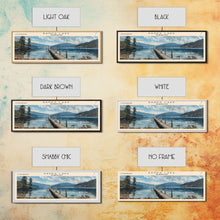Load image into Gallery viewer, Banks Lake Washington Panoramic Framed Canvas Print, Lake House Decor, Rustic Art, Travel Poster, Scenic View, Home Decoration