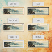 Load image into Gallery viewer, Bantam Lake Connecticut Lake House Art, Framed Canvas Print, Panoramic Travel Poster, Scenic View, Modern Decor, Water Reflection