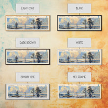 Load image into Gallery viewer, Blue Cypress Lake Florida Framed Canvas Print, Lake House Art, Panoramic Scenic View, Travel Poster, Modern Decor, Lake Painting