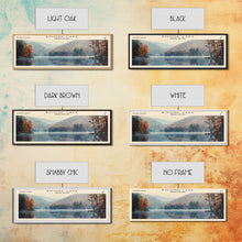Load image into Gallery viewer, Boone Lake Rhode Island Framed Canvas Print, Panoramic Lake House Decor, Scenic View, Travel Poster, Rustic Art, Lake Painting