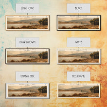 Load image into Gallery viewer, Brantley Lake New Mexico Framed Canvas Print, Lake House Art, Panoramic Wall Art, Travel Poster, Modern Lake Painting, Nature Art