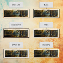 Carregar imagem no visualizador da galeria, Caddo Lake Louisiana Framed Canvas Print, Lake House Decor, Panoramic Wall Art, Travel Poster, Rustic Lake Painting, Nature Art