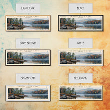 Cargar imagen en el visor de la galería, Castle Rock Lake Wisconsin Framed Canvas Print, Lake House Art, Panoramic Wall Art, Travel Poster, Modern Lake Painting, Home Decor