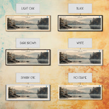 Cargar imagen en el visor de la galería, Cedar Lake Framed Canvas Print, Panoramic Lake House Decor, Wide Wall Art, Travel Poster, Rustic Lake Painting, Nature Art