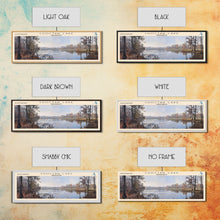 Load image into Gallery viewer, Choctaw Lake Mississippi Framed Canvas Print, Lake House Art, Panoramic Wide Wall Art, Travel Poster, Rustic Lake Painting, Home Decor