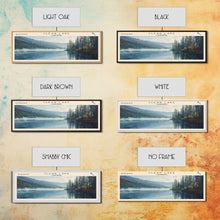 Cargar imagen en el visor de la galería, Clear Lake Framed Canvas Print, Lake House Art, Panoramic Wide Art, Travel Poster, Rustic Lake Painting, Home Decor