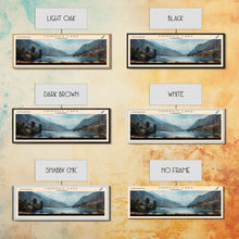 Cargar imagen en el visor de la galería, Convict Lake California Framed Canvas Print, Lake House Art, Panoramic Wide Art, Travel Poster, Modern Lake Painting, Nature Art