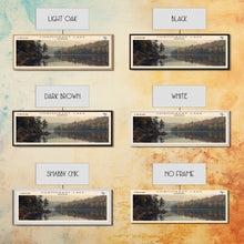 Load image into Gallery viewer, Cormorant Lake Framed Canvas Print, Lake House Decor, Panoramic Wide Art, Travel Poster, Rustic Lake Painting, Home Decor