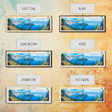 Load image into Gallery viewer, Crab Orchard Lake Illinois Framed Canvas Print, Lake House Art, Panoramic Wide Art, Travel Poster, Modern Lake Painting, Nature Art