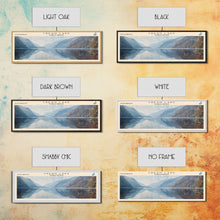 Load image into Gallery viewer, Crean Lake Framed Canvas Print, Lake House Decor, Panoramic Wall Art, Travel Poster, Rustic Lake Painting, Nature Art