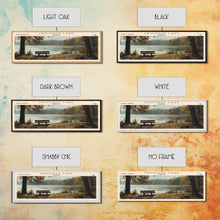 Load image into Gallery viewer, Crooked Lake Indiana Framed Canvas Print, Panoramic Lake House Decor, Wall Art, Travel Poster, Rustic Lake Painting, Nature Art