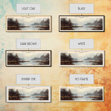 Load image into Gallery viewer, Davy Lake Framed Canvas Print, Lake House Decor, Panoramic Wall Art, Travel Poster, Rustic Lake Painting, Home Decor