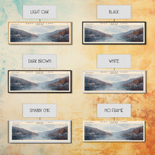 Load image into Gallery viewer, Deep Creek Lake Maryland Framed Canvas Print, Lake House Decor, Panoramic Wall Art, Travel Poster, Modern Lake Painting, Nature Art