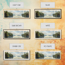 Load image into Gallery viewer, Deschambault Lake Framed Canvas Print, Lake House Decor, Panoramic Wall Art, Travel Poster, Modern Lake Painting, Nature Art