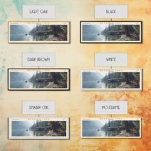 Load image into Gallery viewer, Detroit Lake Oregon Framed Canvas Print, Lake House Decor, Panoramic Wall Art, Travel Poster, Rustic Lake Painting, Nature Art