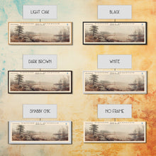 Load image into Gallery viewer, Diamond Hill Reservoir Rhode Island Framed Canvas Print, Panoramic Lake House Decor, Wall Art, Travel Poster, Rustic Lake Painting, Nature Art