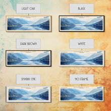 Load image into Gallery viewer, Donner Lake California Framed Canvas Print, Lake House Decor, Panoramic Wall Art, Travel Poster, Modern Lake Painting, Nature Art