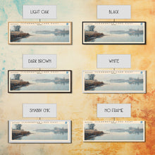 Load image into Gallery viewer, Eau Claire Clearwater Lake East Framed Canvas Print, Lake House Decor, Panoramic Wall Art, Travel Poster, Rustic Lake Painting, Home Decor