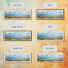 Load image into Gallery viewer, Elephant Butte Reservoir New Mexico Framed Canvas Print, Panoramic Lake House Decor, Wall Art, Travel Poster, Rustic Lake Painting, Nature Art