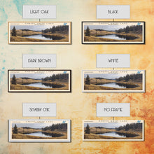 Load image into Gallery viewer, Enemy Swim Lake South Dakota Framed Canvas Print, Lake House Decor, Panoramic Wall Art, Travel Poster, Rustic Lake Painting, Home Decor