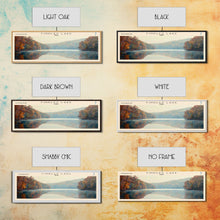 Cargar imagen en el visor de la galería, Findley Lake Ohio Framed Canvas Print, Lake House Art, Panoramic Travel Poster, Wall Art, Vibrant Lake Painting, Home Decor