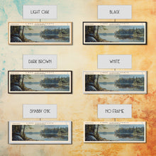 Cargar imagen en el visor de la galería, Lake Cochituate Massachusetts Framed Canvas Print, Lake House Decor, Panoramic Wall Art, Travel Poster, Beautiful Lake Painting, Nature Art