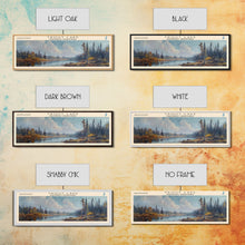 Load image into Gallery viewer, Trout Lake Canada Northwest Territories Panoramic Wall Art, Framed Canvas Print, Lake House Decor, Travel Poster, Beautiful Lake Scene, Home Decor