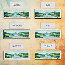 Load image into Gallery viewer, Allegheny Reservoir New York Framed Canvas Print, Panoramic Travel Poster, Pop Art, Midcentury Modern Wall Art, Lake House Art