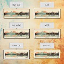 Load image into Gallery viewer, Bear Lake Southwest Alaska Framed Canvas Print, Panoramic Wall Art, Midcentury Modern, Pop Art, Travel Poster, Scenic Bedroom Art, Living Room Decor