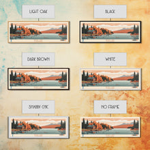 Load image into Gallery viewer, Bear Lake Utah Idaho Framed Canvas Print, Panoramic Travel Poster, Midcentury Modern Wall Art, Pop Art, Nature Living Room Art, Lake House Decor