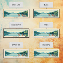 Load image into Gallery viewer, Beech Fork Lake West Virginia Framed Canvas Print, Panoramic Wall Art, Midcentury Modern, Pop Art, Travel Poster, Scenic Lake House Decor, Bedroom Art