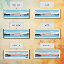 Load image into Gallery viewer, Big Bear Lake California Framed Canvas Print, Panoramic Wall Art, Midcentury Modern, Pop Art, Travel Poster, Scenic Bedroom Art, Living Room Decor