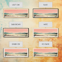 Load image into Gallery viewer, Big Glen Lake Michigan Framed Canvas Print, Panoramic Wall Art, Midcentury Modern, Pop Art, Travel Poster, Scenic Living Room Decor, Bedroom Art