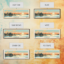 Load image into Gallery viewer, Big Sandy Lake Saskatchewan Framed Canvas Print, Panoramic Travel Poster, Midcentury Modern Wall Art, Pop Art, Lake House Decor, Nature Art