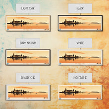 Load image into Gallery viewer, Big Spirit Lake Iowa Framed Canvas Print, Panoramic Wall Art, Midcentury Modern, Pop Art, Travel Poster, Scenic Lake House Art, Bedroom Decor