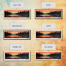 Load image into Gallery viewer, Black Lake New York Framed Canvas Print, Panoramic Wall Art, Midcentury Modern, Pop Art, Travel Poster, Scenic Living Room Art, Lake House Decor