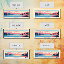 Load image into Gallery viewer, Bolton Lakes Connecticut Framed Canvas Print, Panoramic Wall Art, Midcentury Modern, Pop Art, Travel Poster, Scenic Living Room Art, Lake House Decor
