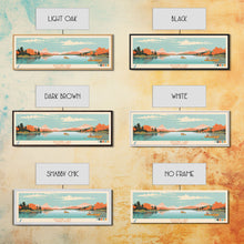 Load image into Gallery viewer, Boone Lake Rhode Island Framed Canvas Print, Panoramic Travel Poster, Midcentury Modern Wall Art, Pop Art, Nature Bedroom Decor, Scenic Lake House Art