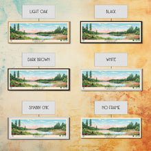 Load image into Gallery viewer, Bowdish Lake Rhode Island Framed Canvas Print, Panoramic Travel Poster, Midcentury Modern Wall Art, Pop Art, Nature Bedroom Decor, Scenic Lake House Art
