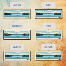 Load image into Gallery viewer, Broken Bow Lake Oklahoma Framed Canvas Print, Pop Art Panoramic Travel Poster, Midcentury Modern, Wall Art, Scenic Nature Painting, Bedroom Decor