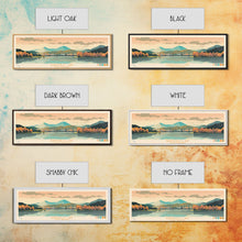 Carregar imagem no visualizador da galeria, Burnsville Lake West Virginia Framed Canvas Print, Midcentury Modern Panoramic Wall Art, Living Room Decor, Pop Art, Travel Poster Art, Scenic Nature Painting