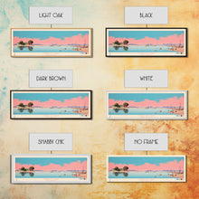 Carregar imagem no visualizador da galeria, Caballo Lake New Mexico Framed Canvas Print, Midcentury Modern Panoramic Wall Art, Living Room Decor, Pop Art, Travel Poster Art, Scenic Nature Painting