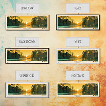 Carregar imagem no visualizador da galeria, Caddo Lake Louisiana Framed Canvas Print, Pop Art Panoramic Travel Poster, Midcentury Modern, Wall Art, Scenic Nature Painting, Bedroom Decor