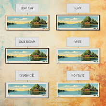 Carregar imagem no visualizador da galeria, Calcasieu Lake Louisianna Framed Canvas Print, Pop Art Panoramic Travel Poster, Midcentury Modern, Wall Art, Scenic Nature Painting, Bedroom Decor